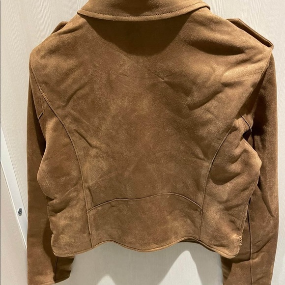 Camel Faux Leather Biker Jacket - Picture 2 of 3